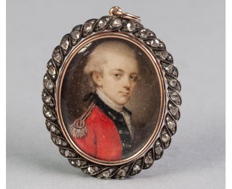 JOHN BOGLE (1746-1803), A GOOD OVAL PORTRAIT MINIATURE ON IVORY OF A YOUNG UNIFORMED OFFICER, signed with initials and dated 