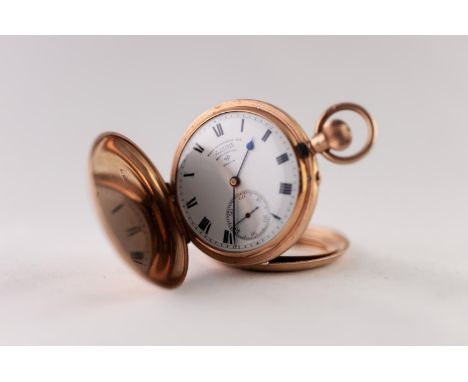 ROTHERHAMS, LONDON, NO 374075, 'MADE EXPRESSLY' FOR F. PEARSE, NEWCASTLE, A 9ct GOLD FULL HUNTER POCKET WATCH with keyless mo