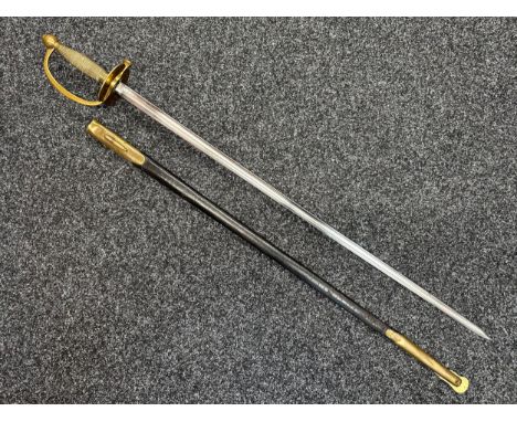 US Civil War 1840 Pattern NCO's Sword with single edged fullered blade 818mm in length, maker marked "Made by Ames Mfg.Co, Ch