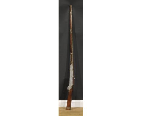A 19th century Indian matchlock toradar musket, 118cm barrel, Jaipur Arsenal number JPR/EXR/2261, steel lockplate, hardwood s