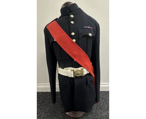 ERII Coldstream Guards Warrant Officers Dress Blue Uniform. Staybrite buttons, General Service and Long Service Good Conduct 