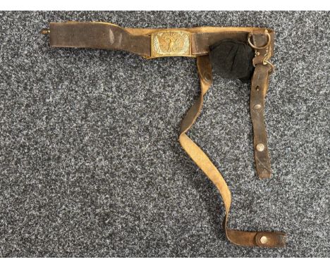 US Civil War Union Army Officers Belt in roughout brown leather along with matching Sword Hangers complete with M1851 pattern