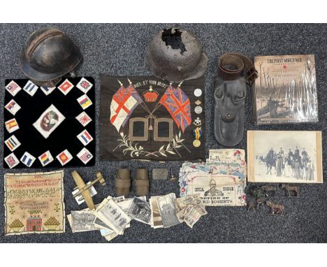 Mixed militaria to include: WW1 British Victory Medal to "50101 Pte T H Kitchen, Notts &amp; Derbyshire Regt" complete with o