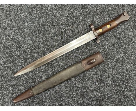 Boer War Lee Metford Bayonet with double edged blade 300mm in length, maker marked "Wilkinson". Profusely marked with re-issu