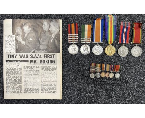 South African Boer War/WW1/WW2 Medal Group comprising of Queens South Africa Medal with Tranvaal, Driefontein, Paardeberg and