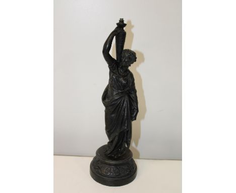 A heavy spelter lamp base 42cm tall 