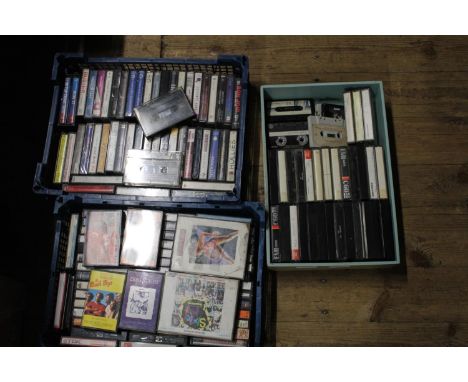 Three boxes of vintage music cassettes 