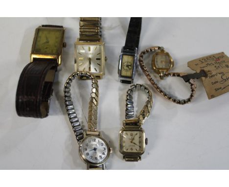 Six assorted vintage watches including Bulova, Oris, Zentra, Medana 