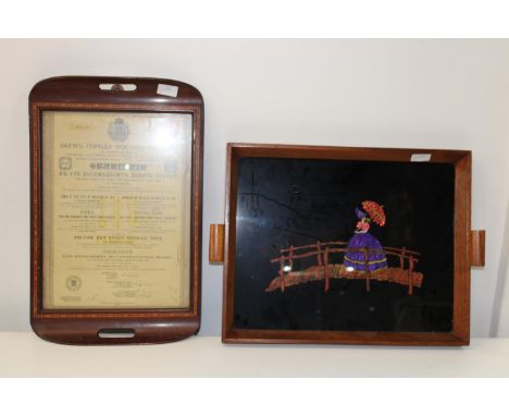 Two vintage wooden trays 52cm x 40cm 