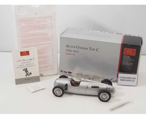 A CMC M-034 1/18 scale diecast Auto Union Typ C 1936-37 race car, with original tag and paperwork - VG/E in VG box