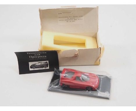 An SMTS (for Norwich Union) 1:43 scale handbuilt whitemetal model of the fictional (at the time) 'Mirov II' Russian supercar 