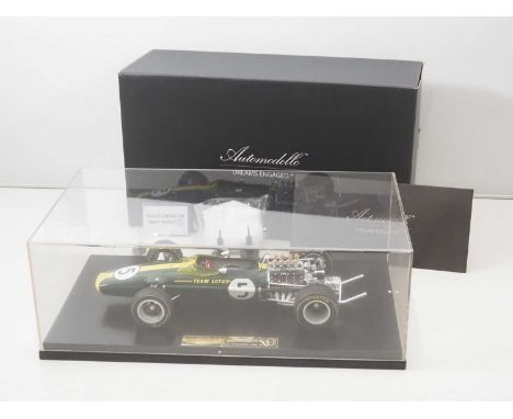 An AUTOMODELLO 1/12 scale handbuilt resin 1967 Lotus Type 49 Dutch Grand Prix Winner Jim Clark race car (limited edition of 4