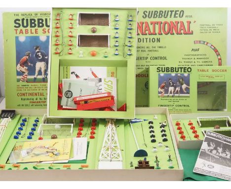 A group of SUBBUTEO vintage table football games comprising an 'International Edition', a 'Continental Club Edition' and a 'C