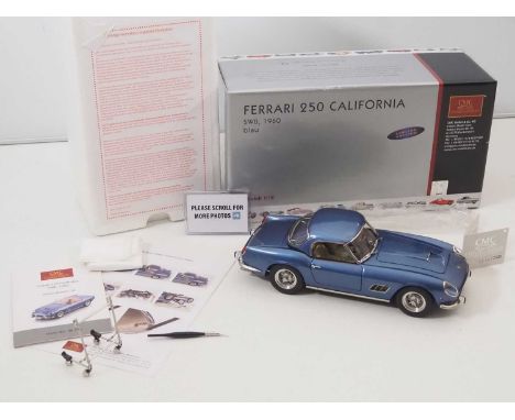 A CMC M-092 1/18 scale diecast Ferrari 250 California Short Wheel Base 1960 Limited Edition - metallic blue, dark cream leath
