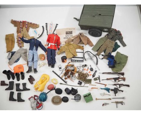 A group of PALITOY Action Man figures, clothes and accessories, generally good condition but figures are headless (a/f), toge