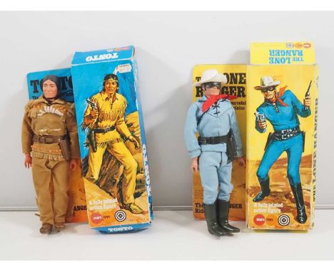 A group of MARX 'The Lone Ranger Rides Again' figures comprising The Lone Ranger and Tonto - VG in F/G boxes (2)