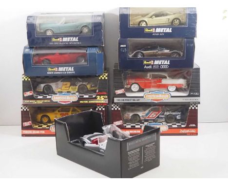 A group of 1:18 scale diecast American outline cars by ERTL and REVELL - VG/E in G/VG boxes (8)