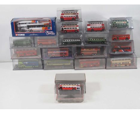 A large group of diecast 1:76 scale buses by CORGI OOC, mostly London examples, including one twin pack - VG/E in VG boxes (2