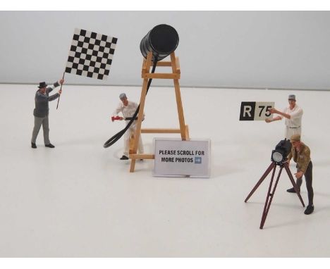 A group of cast 1/18 scale racing related figures and accessories for display with your CMC cars - VG unboxed (4 plus accesso