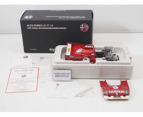 An AUTOART SIGNATURE 1/18 scale diecast Alfa Romeo 33 TT 12 1975 1000km Spa Francorchamps Winner race car - VG/E in VG box