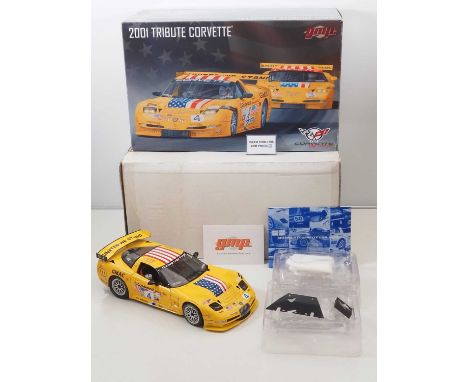 A GMP G1200711 1/12 scale diecast 2001 Tribute Corvette race car, complete with all accessories and manual - VG/E in VG box w