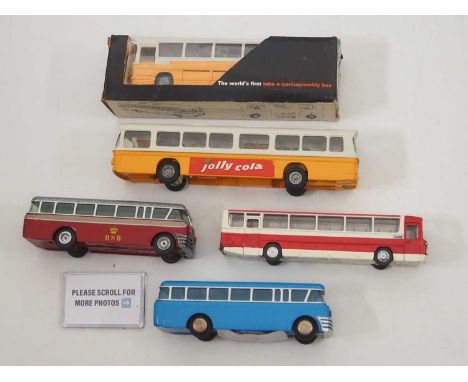 A group of TEKNO vintage boxed and unboxed European outline buses and coaches - G/VG in G box where boxed (5)