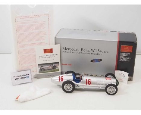 A CMC M-098 1/18 scale diecast Mercedes-Benz W154 (1938) Richard Seaman, GP-Sieger von Deutschland race car, with original ta