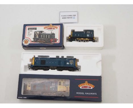 A pair of BACHMANN OO gauge diesel locomotives comprising a Class 03 and a Class 20 (DCC sound fitted) both in BR blue livery