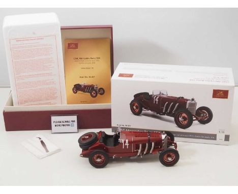 A CMC M-207 1/18 scale diecast Mercedes-Benz SSK race car, Argentinean autumn race 1931, #14 Zatuszek, with accessories and p