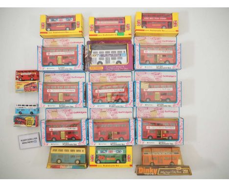 A group of diecast buses by DINKY, MATCHBOX, BUDGIE and others, mostly London examples - VG in G/VG boxes (17)