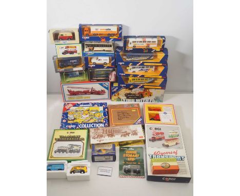 A mixed group of CORGI diecast vehicles in various scales including vans, coaches, lorries etc - VG/E in G/VG boxes (25)
