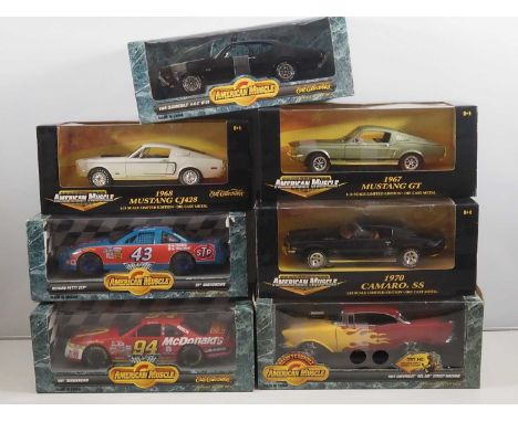 A group of 1:18 scale diecast American outline cars by ERTL - VG/E in VG boxes (7)