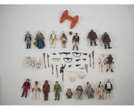 Star Wars: A group of vintage PALITOY / KENNER Star Wars figures to include Bib Fortuna, Chewbacca, Rebel Commando, R2-D2 etc