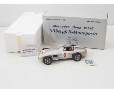 A CMC M-020 1/18 scale diecast Mercedes Benz W196 Silberpfeil-Monoposto race car, with original tag - G/VG in VG box
