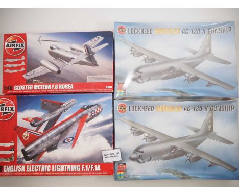 A group of AIRFIX 1:48 and 1:72 scale unbuilt plastic military aircraft kits, two still factory sealed, rest appear complete 