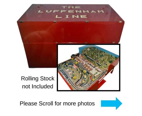 A spectacular N gauge model railway layout built into a folding wooden crate 'The Luffenham Line', comprising an inverted fig