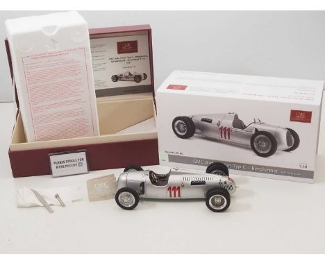 A CMC M-162 1/18 scale diecast Auto Union Typ C race car, Hillclimb version, 1937 Schauinsland GP Germany #111 Hans Stuck, wi