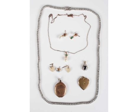 A gold back and front and rose cut diamond set, heart shaped pendant locket, detailed ‘9Ct Back &amp; Front Silver Setting', 