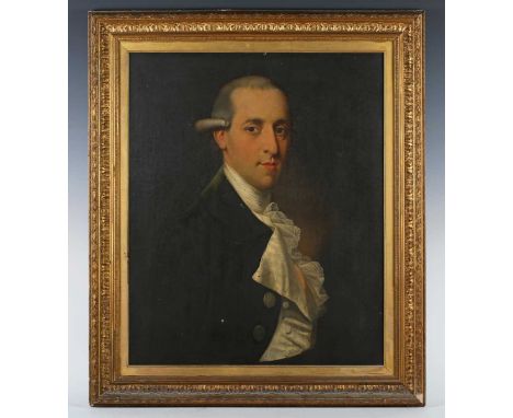 Circle of John Opie - Portrait of a gentleman, oil on canvas, 69cm x 56.5cm, within a gilt composition frame.