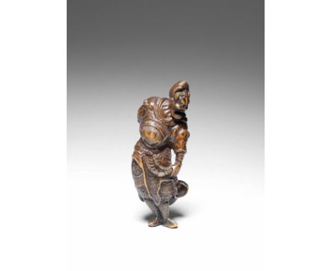 NETSUKE EN BOIS REPRÉSENTANT UN GÉNÉRAL CHINOISFin du XVIIIe siècleA WOOD NETSUKE OF A CHINESE GENERALLate 18th centuryPossib