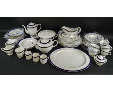DINNER SERVICE, with tea and coffee service, Royal Worcester, fine bone china, 'Howard Pattern', cobalt blue and gilt banded,
