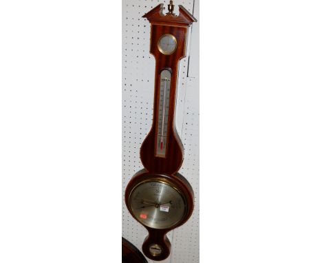 A George III style mahogany and chequer strung banjo barometer 