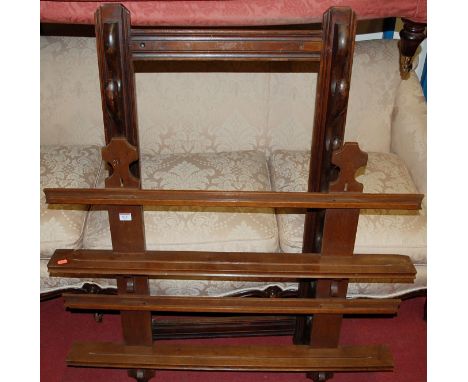 An oak six tier gun rack together with an oak wall shelf (2)