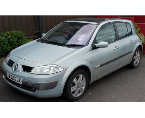 A Renault Megane hatchback, manual, registration number LL52 GDX, in silver livery, mileage approx 103,282, having electric w