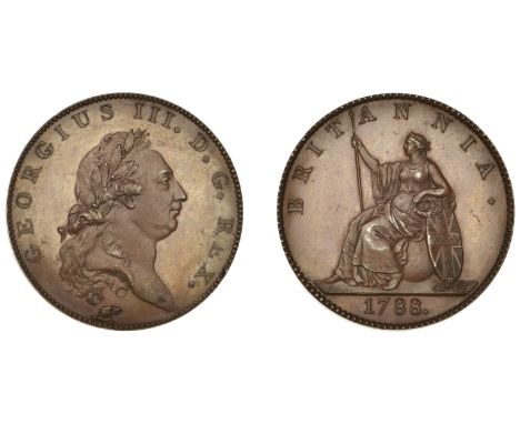 George III (1760-1820), Pre-1816 issues, Restrike Pattern Halfpenny, 1788, by W.J. Taylor after J.P. Droz, in bronzed-copper,