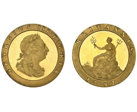 George III (1760-1820), Pre-1816 issues, One previous owner from new:  Proof Twopence, 1797 (late Soho), in gilt-copper, edge