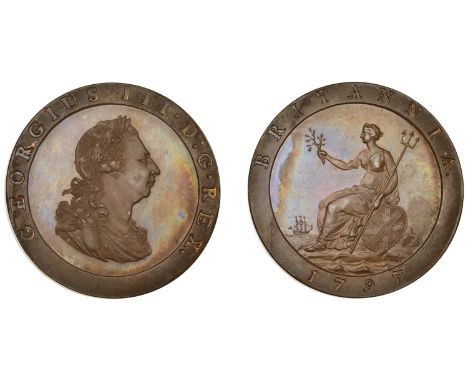 George III (1760-1820), Pre-1816 issues, Restrike Proof Penny, 1797, in bronzed-copper, 10 leaves in wreath, edge plain, 28.2