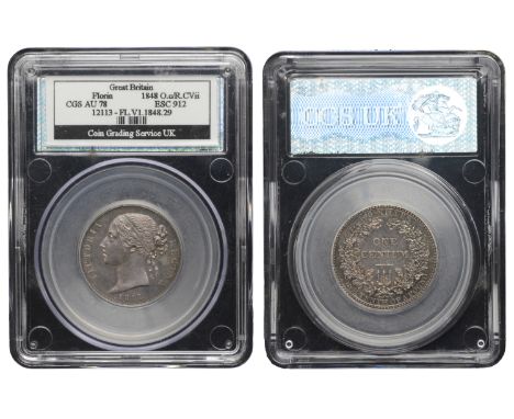 Victoria (1837-1901), Pattern Florin, 1848, by W. Wyon, in silver, large bust left with plain fillet, rev. one centum within 