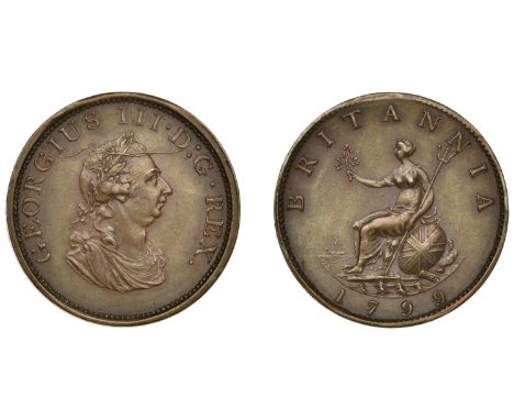 George III (1760-1820), Pre-1816 issues, Restrike Pattern mule Halfpenny, 1799, by W.J. Taylor after C.H. Küchler, in copper,