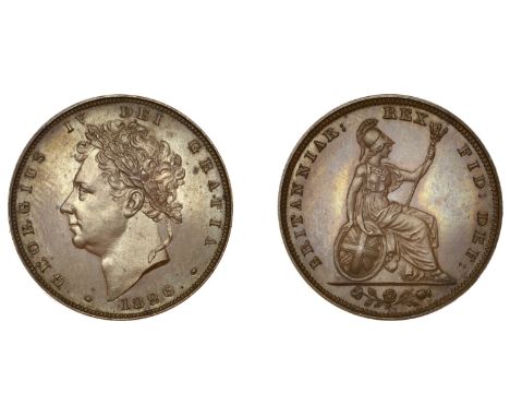 George IV (1820-1830), Proof Farthing, 1826, in bronzed-copper, edge plain, 4.88g/12h (Cooke 249; BMC 1440; S 3825). Spot bel